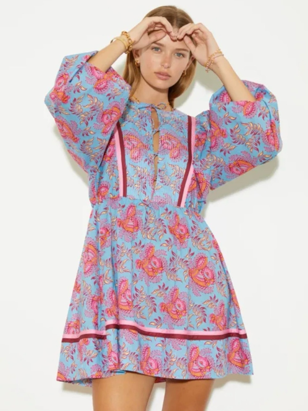 BOTEH Coquille Batwing Mini Smock Dress | Size 3 | Boho Paisley